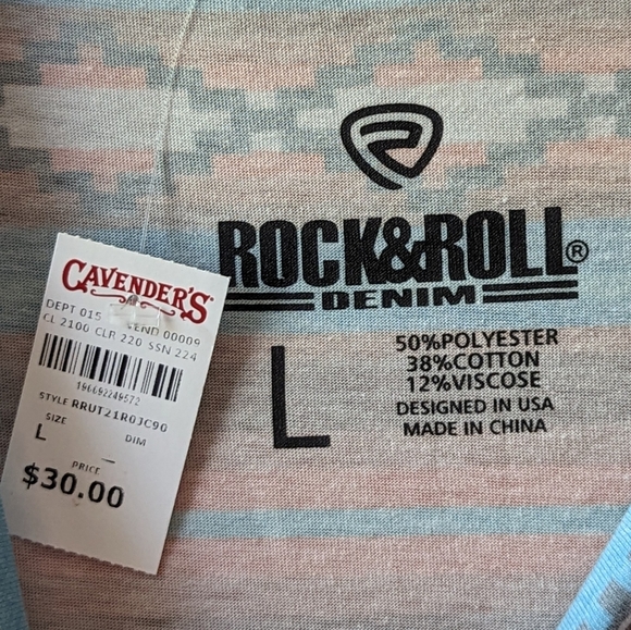 NWT Rock and Roll Denim Aztec Print Tee - Picture 8 of 15